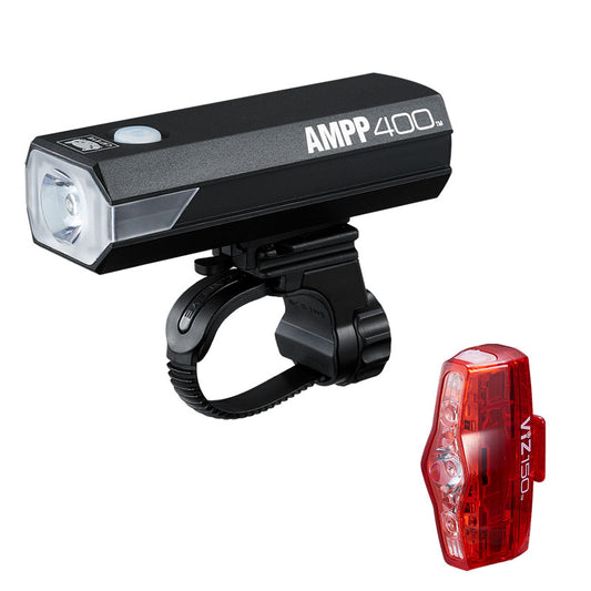 Belysning fram och bak CATEYE AMPP400 & VIZ150