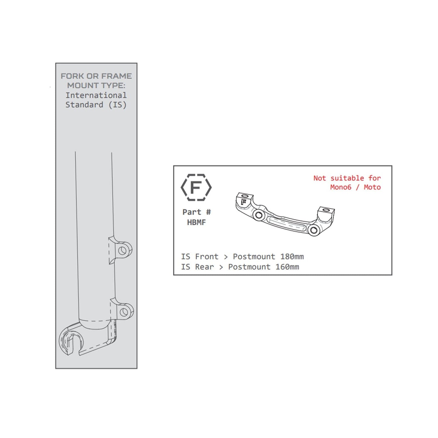Adapter för främre/bakre bromsok PM/IS HOPE (främre 180 mm/bakre 160 mm) #HBMF Svart
