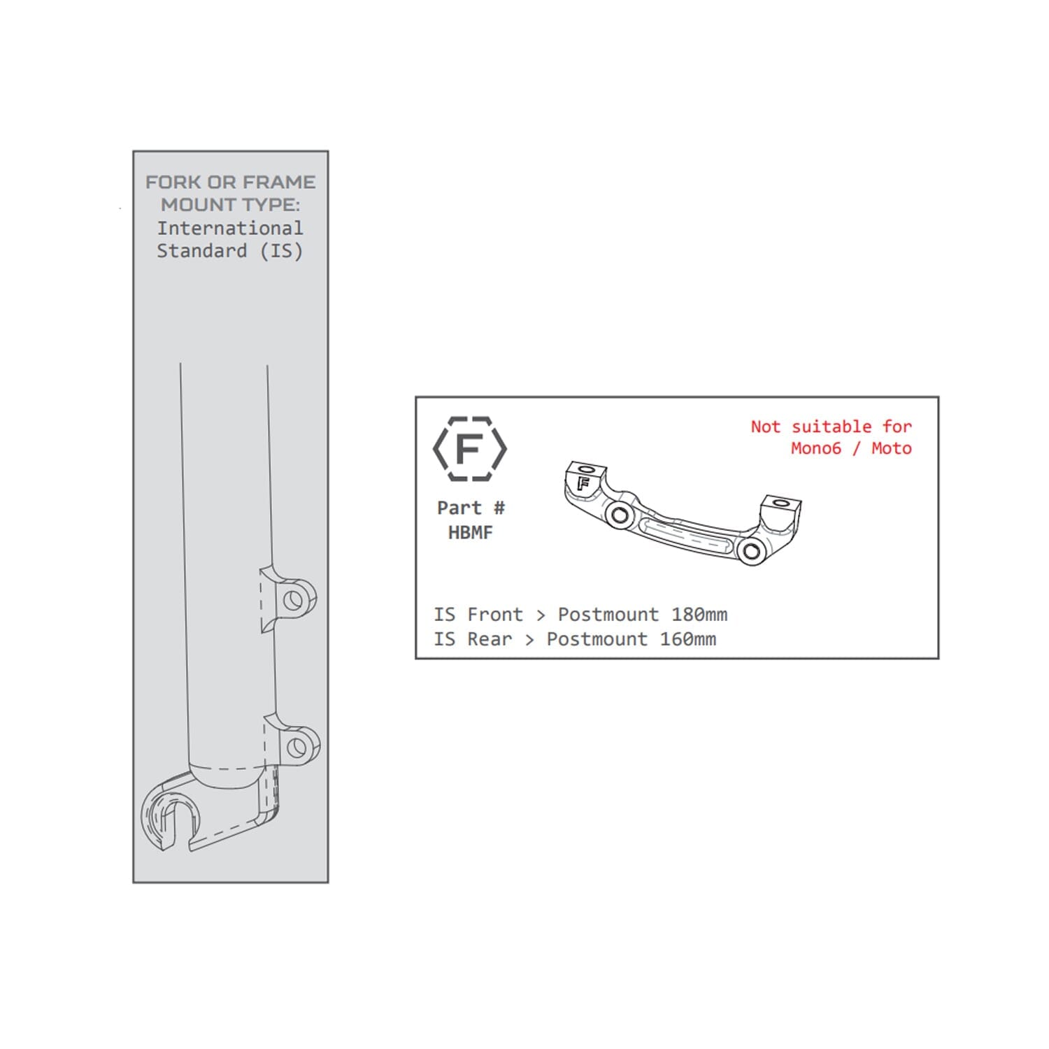 Adapter för främre/bakre bromsok PM/IS HOPE (främre 180 mm/bakre 160 mm) #HBMF Svart