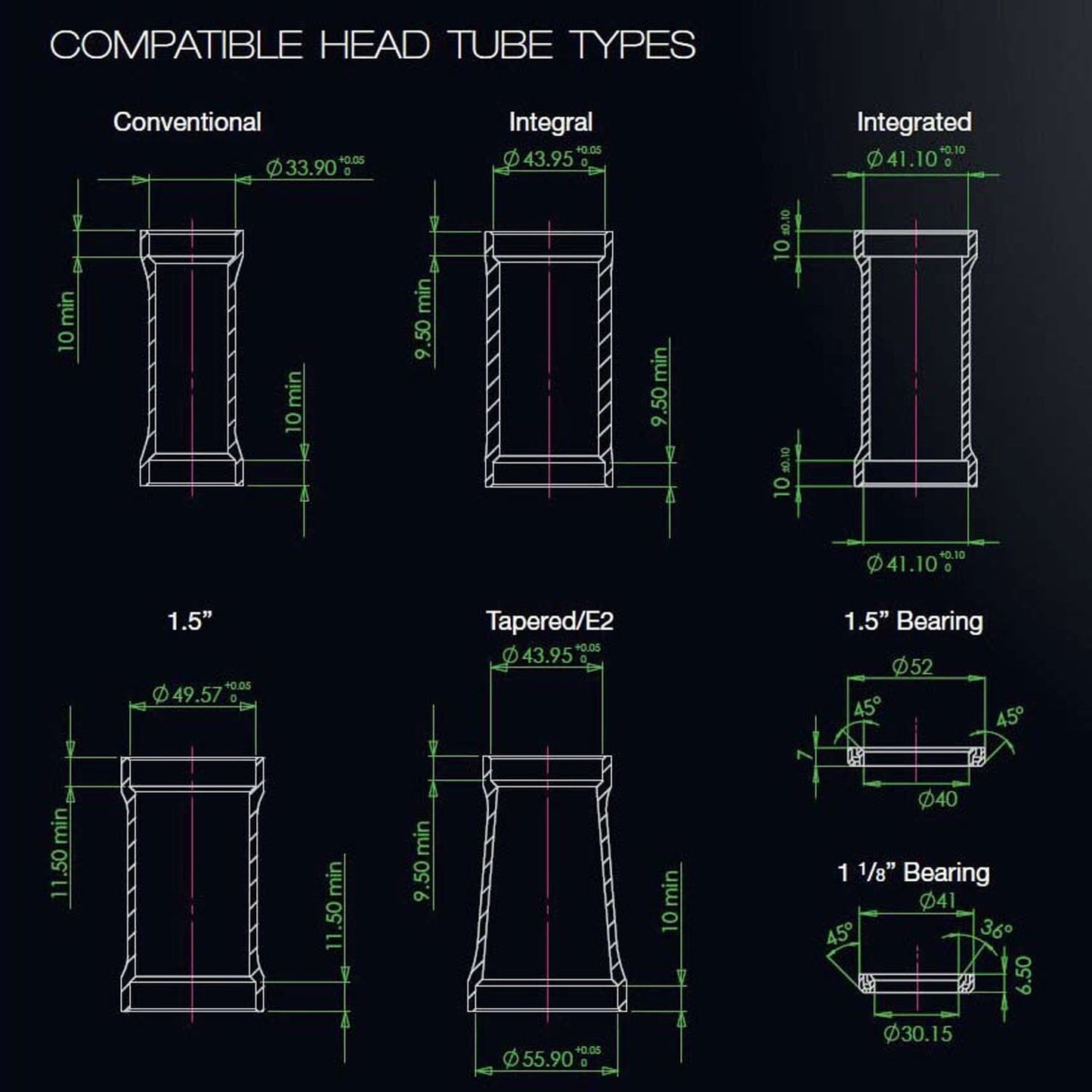 Hög kopp för HOPE PICK'N'MIX 1"1/8 Semi-integrerat headset ZS49 Reducer Svart