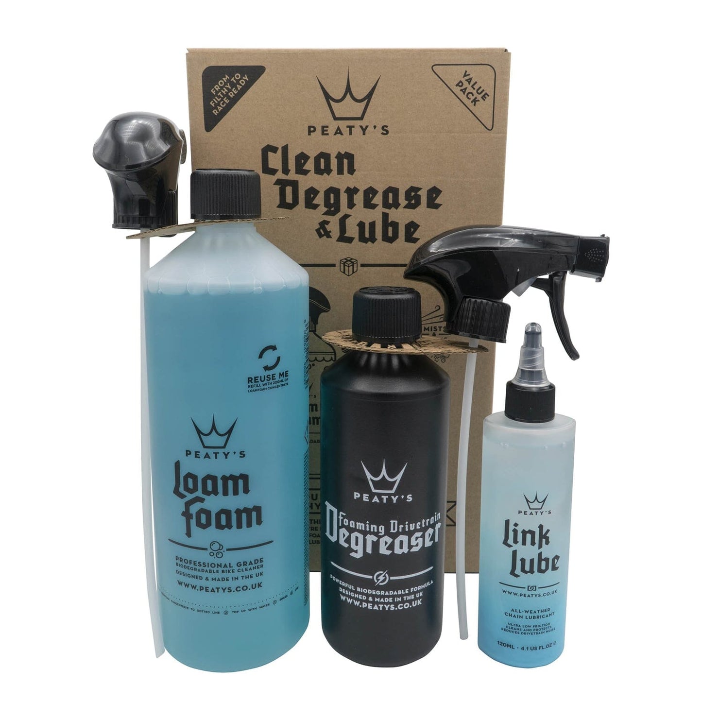 Underhållssats PEATY'S WASH DEGREASE LUBRICATE STARTER PACK
