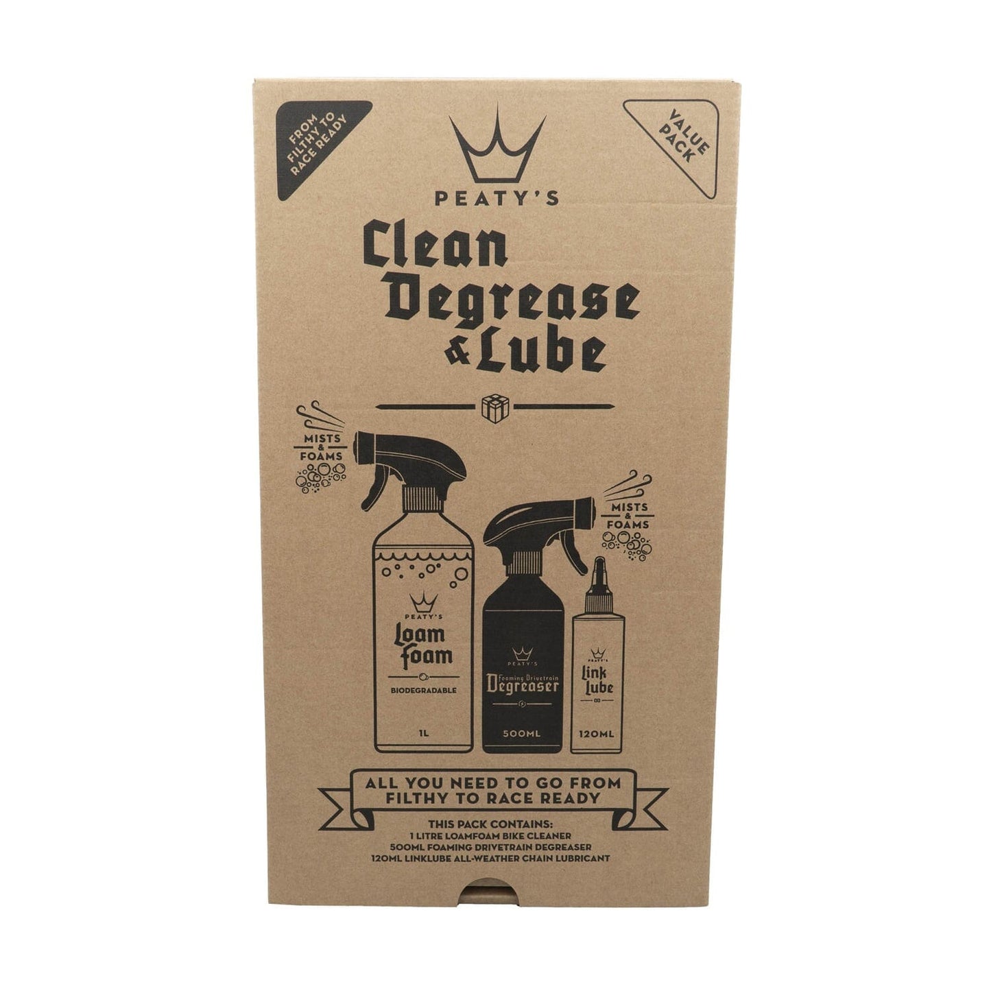 Underhållssats PEATY'S WASH DEGREASE LUBRICATE STARTER PACK