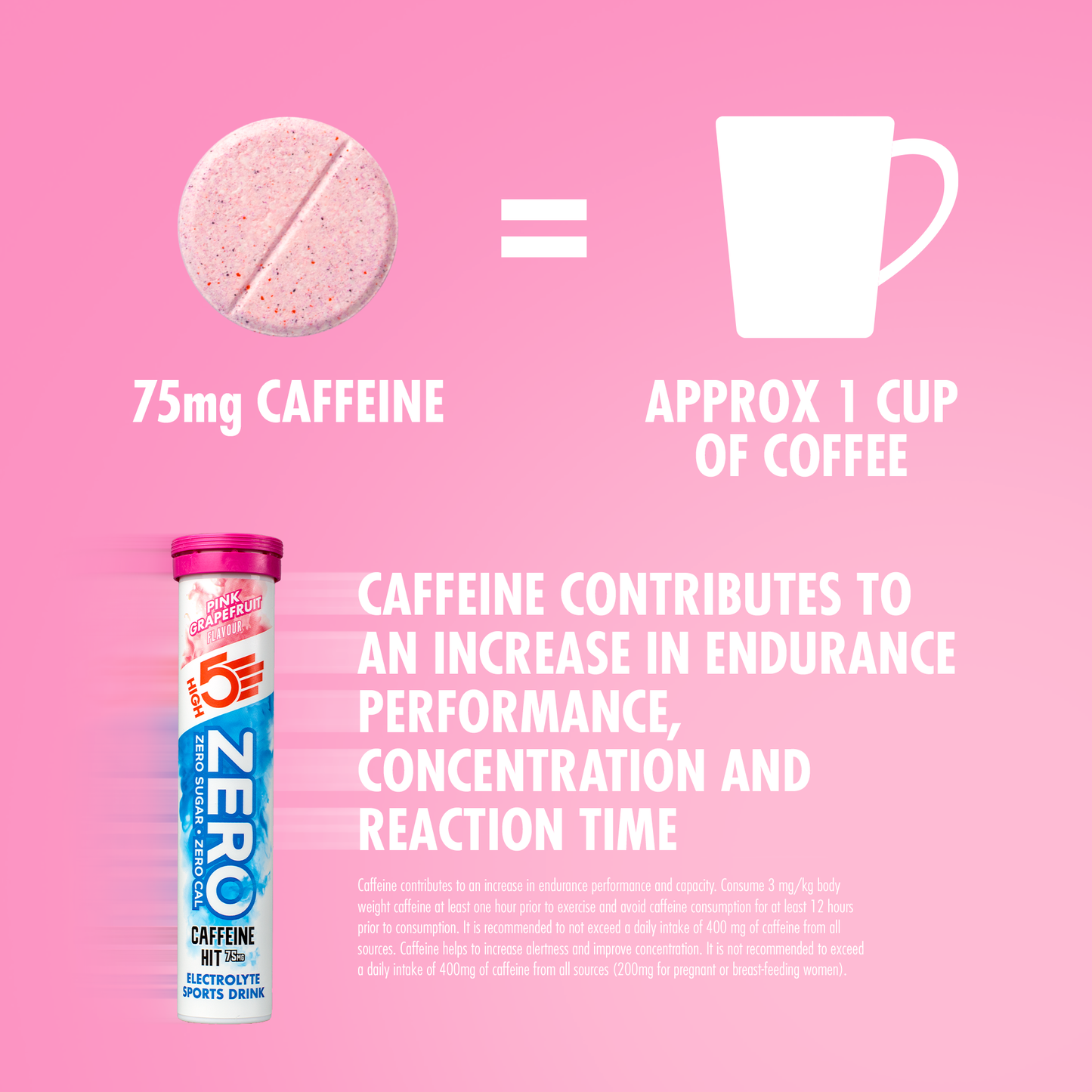 HIGH5 ZERO Electrolyte Hydration with Caffeine (20 Tablets) Pink Grapefruit