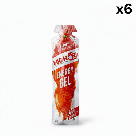 Förpackning med 6 st HIGH5 ENERGY GEL (40g) Berry