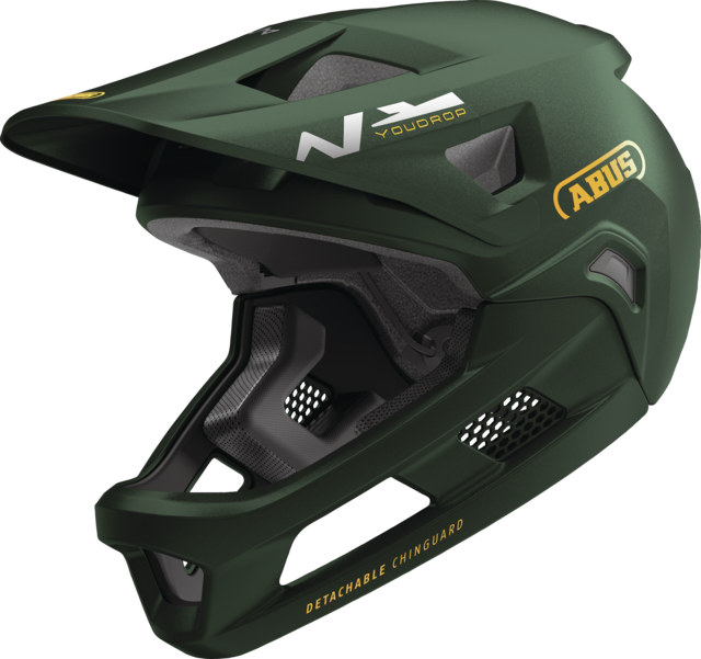 ABUS YOUDROP FF Junior Moss Green MTB-hjälm