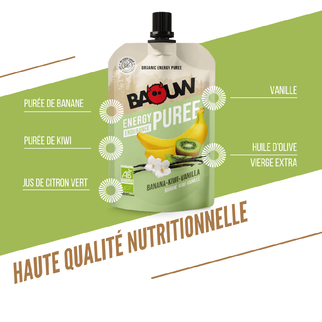 BAOUW Ekologiskt Recept Frukt Energipuré Banan/Kiwi/Vanilj (90g)