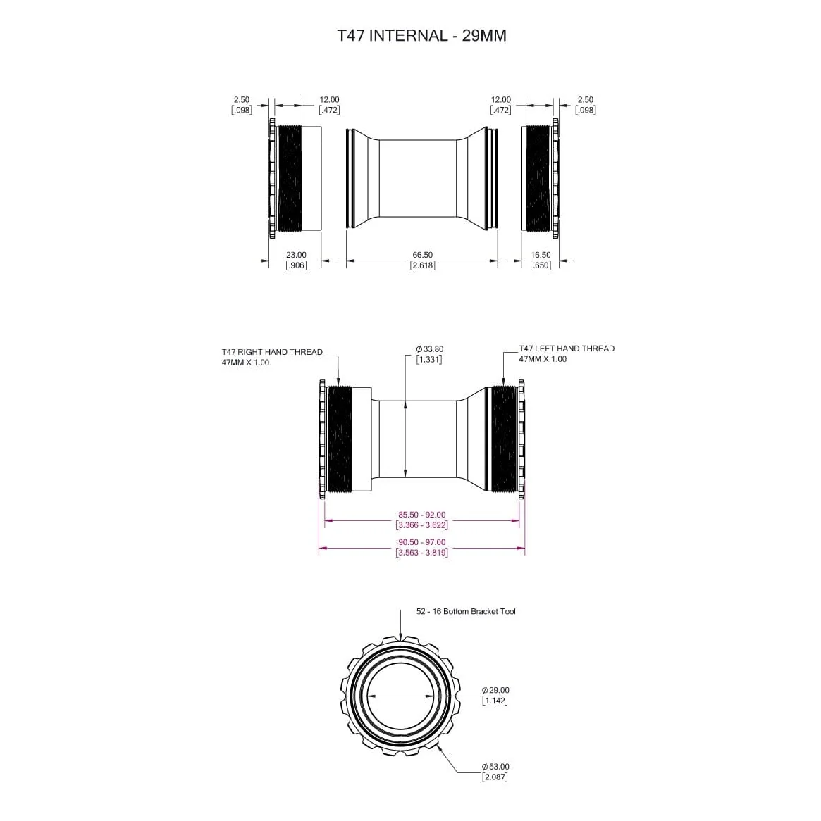 WOLFTOOTH T47 29mm SRAM DUB Purple vevparti