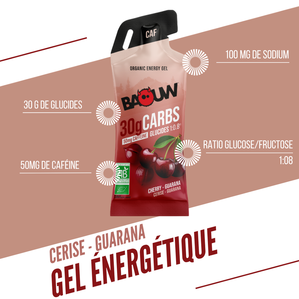 Energigel BAOW (44g) Citron/Körsbär/Koffeinhaltig Guarana