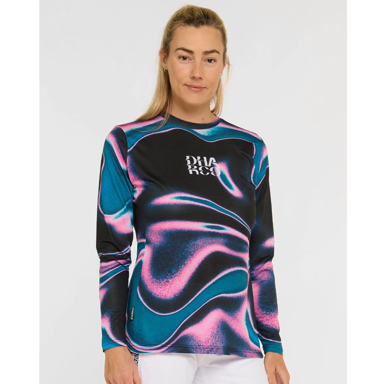 Damtröja DHARCO RACE AURORA Långärmad Jersey Svart/Rosa