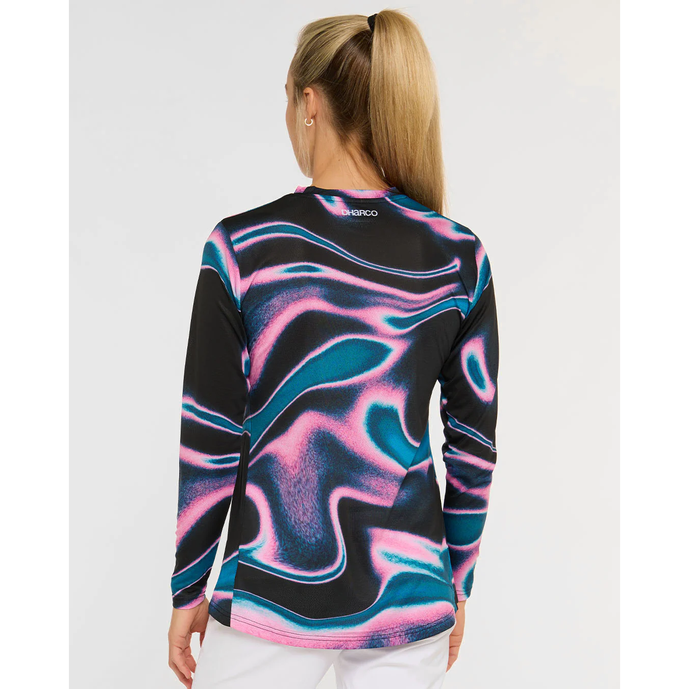 Damtröja DHARCO RACE AURORA Långärmad Jersey Svart/Rosa