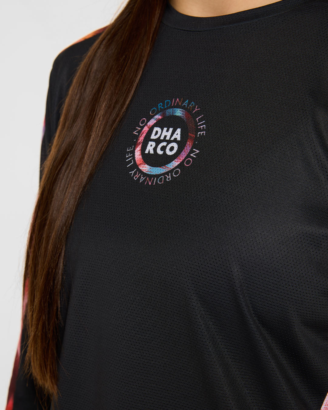 DHARCO RACE NEBULA Långärmad Jersey Svart/Rosa, Dam