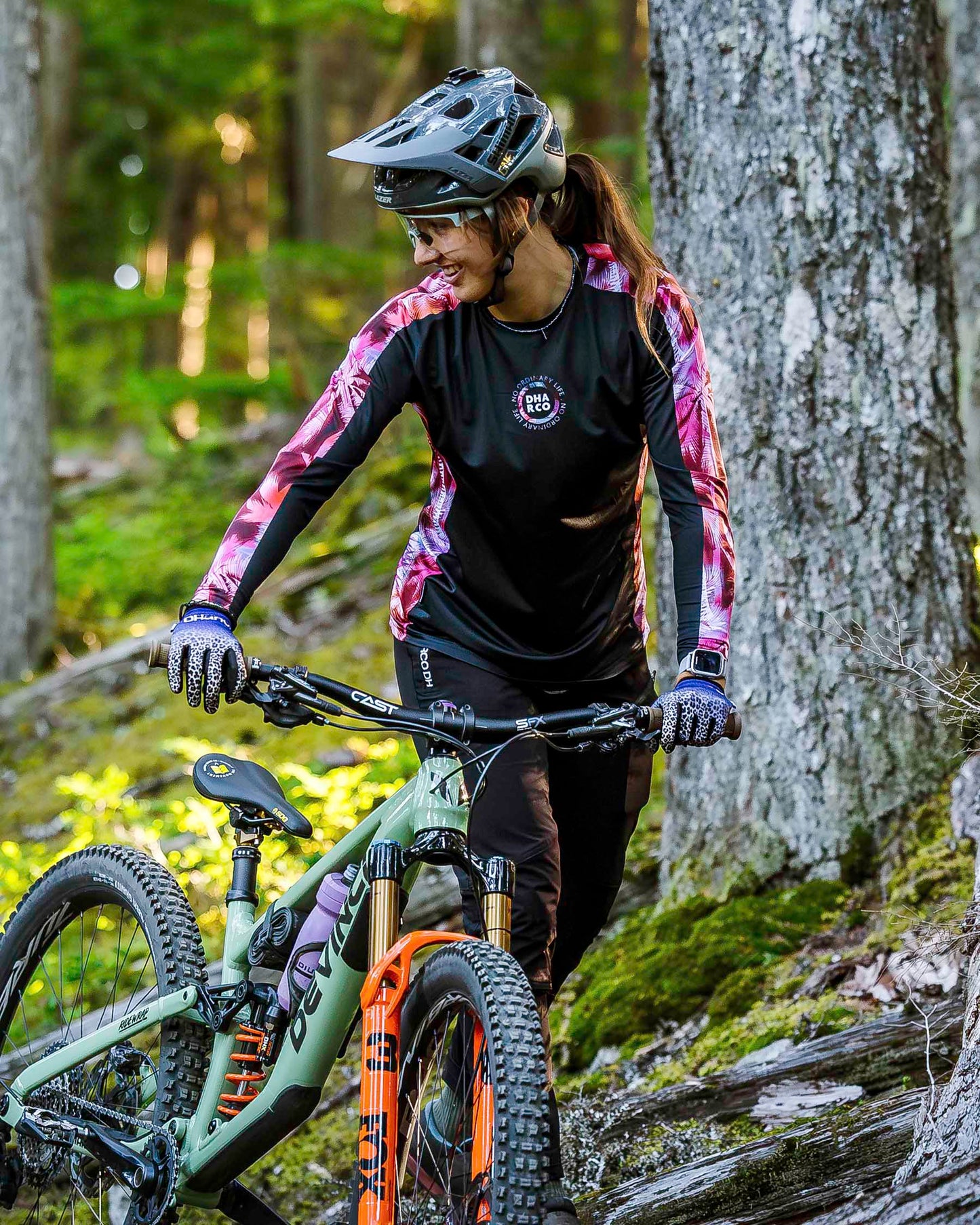 DHARCO RACE NEBULA Långärmad Jersey Svart/Rosa, Dam