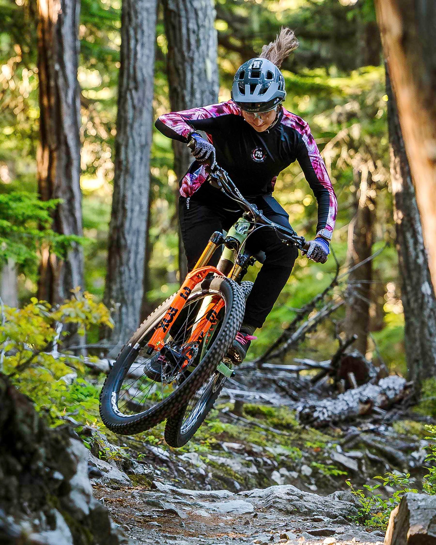 DHARCO RACE NEBULA Långärmad Jersey Svart/Rosa, Dam