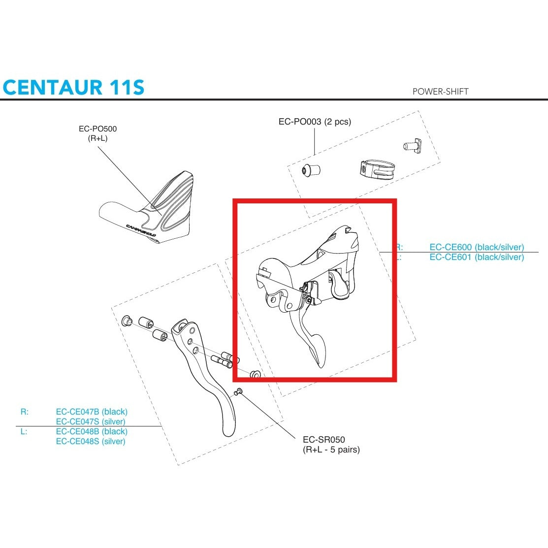 INDEXERINGSBLOCK FÖR HÖGER HAND CAMPAGNOLO CENTAUR 2018 POWER-SHIFT 11V