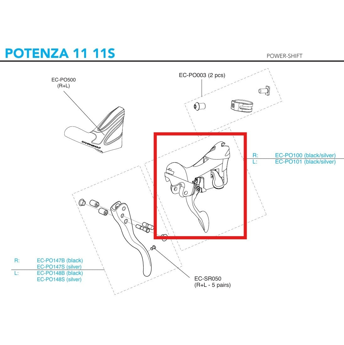 INDEXERINGSBLOCK FÖR HÖGER HAND CAMPAGNOLO POTENZA POWER-SHIFT 11V 2018