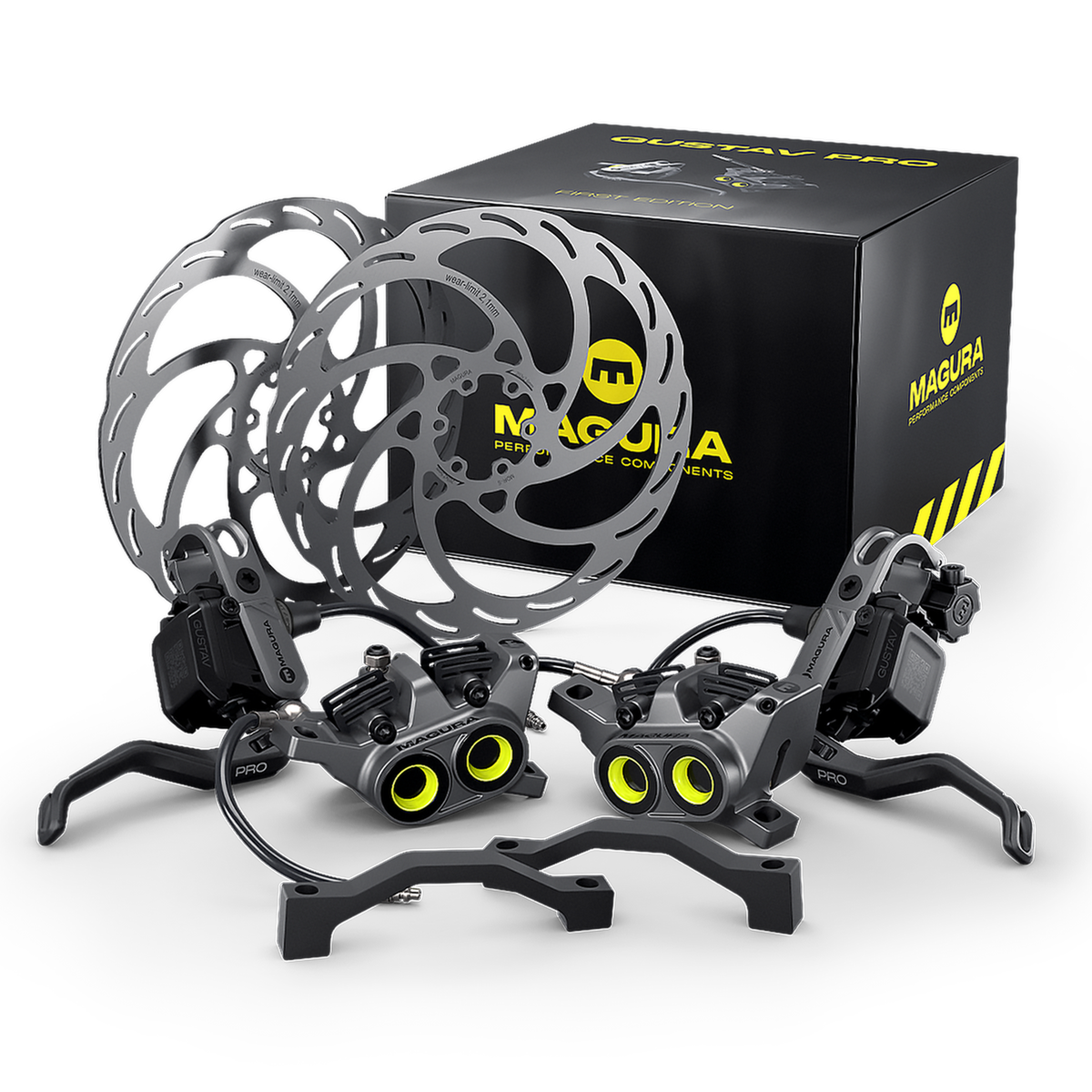 Ett par Magura Gustav Pro-bromsar (med skivor) First Edition Pack