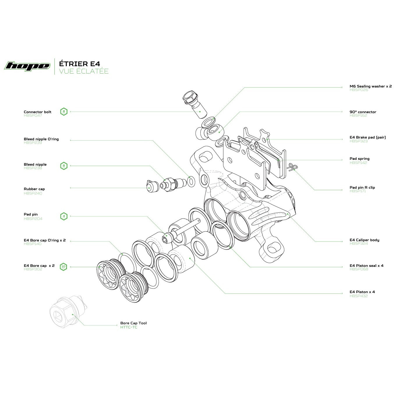 HOPE E4 Hydraulic Brake Caliper (<2022) Black