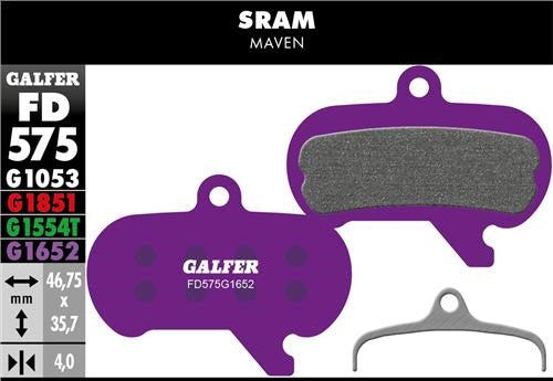 GALFER E-Bike Sram Maven semimetalliska bromsbelägg
