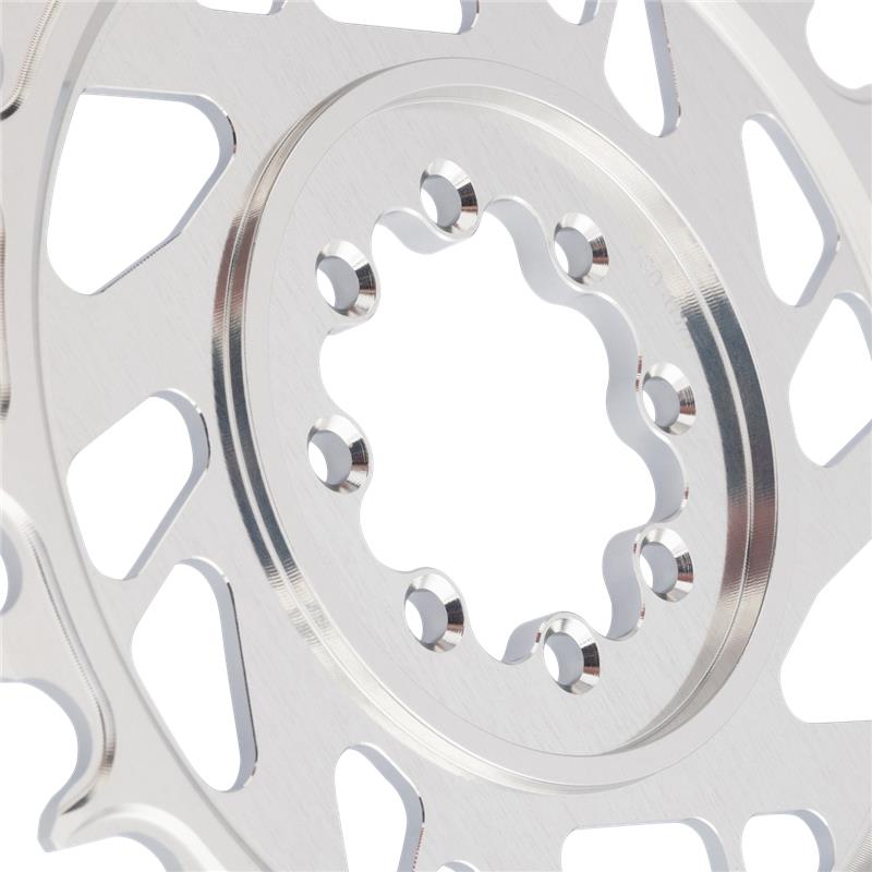 Mono-kedjehjul BURGTEC THICK THIN 12V BOOST Direktmontering 8 skruvar T-Typ Smal Bred Offset 3mm Silver