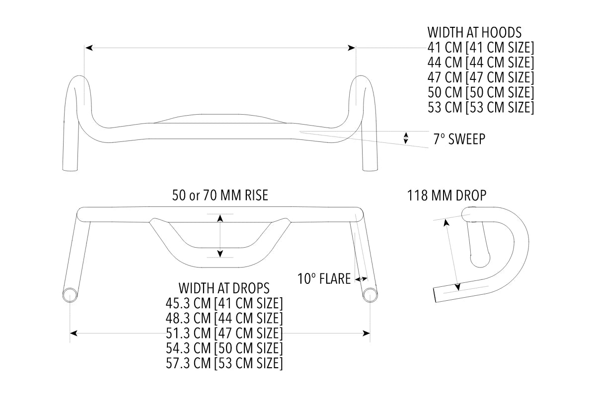 REDSHIFT Gravel Handlebar, Top Shelf 10° Flare Rise 70mm