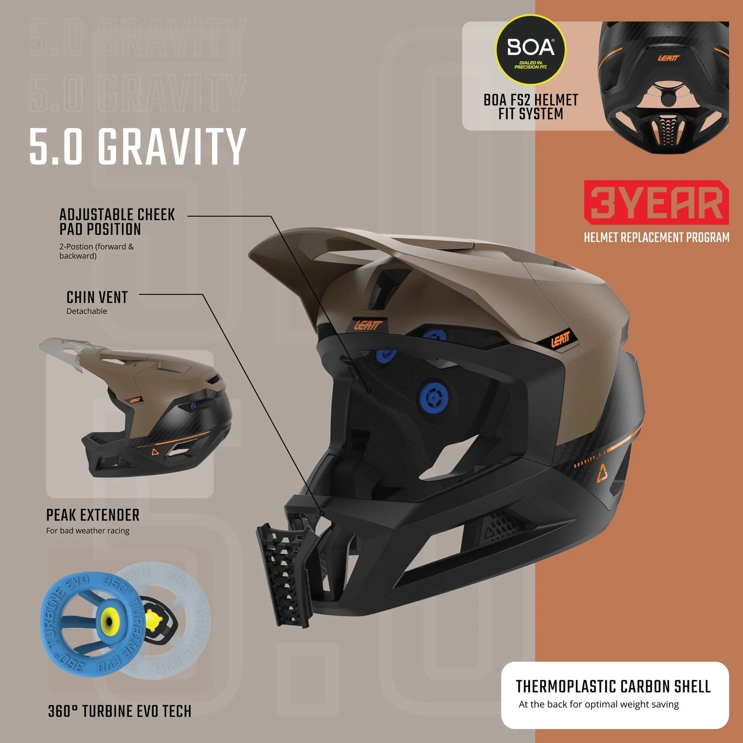 LEATT MTB GRAVITY 5.0 Brun hjälm