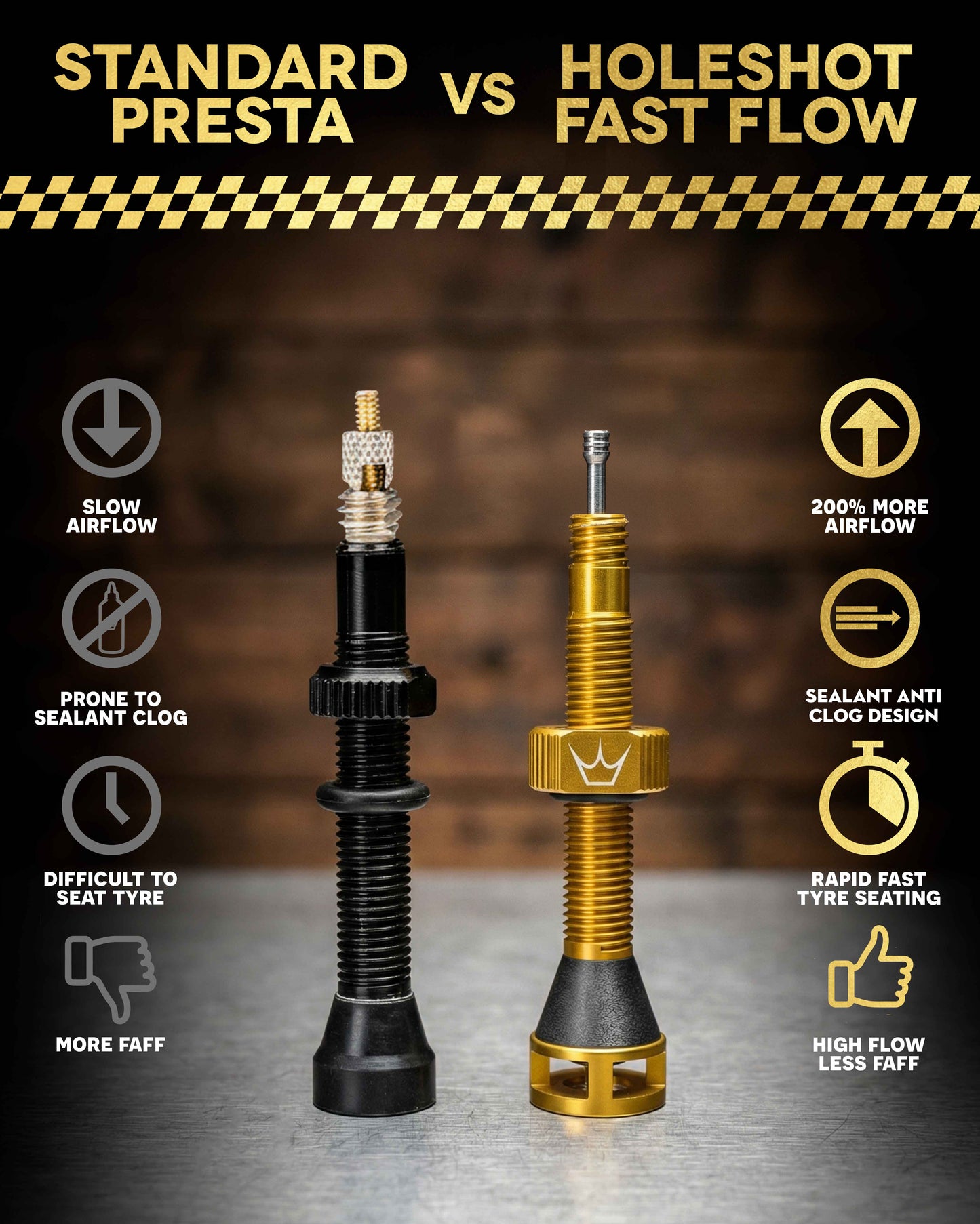 PEATY'S HOLESHOT FAST FLOW 60 mm slanglösa ventiler (x2) Röd