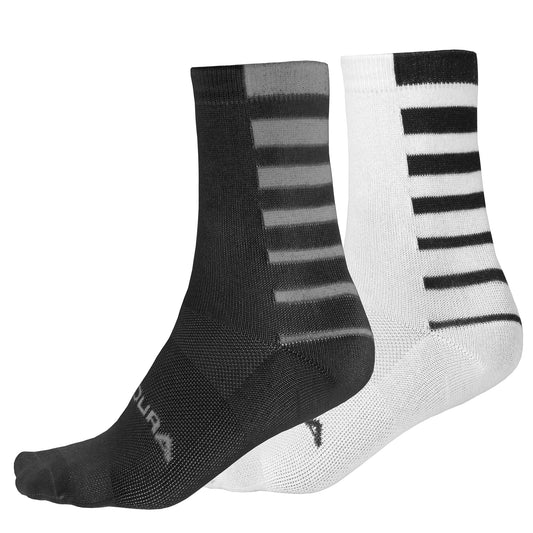 ENDURA COOLMAX STRIPE 2 Pairs Black/White Socks