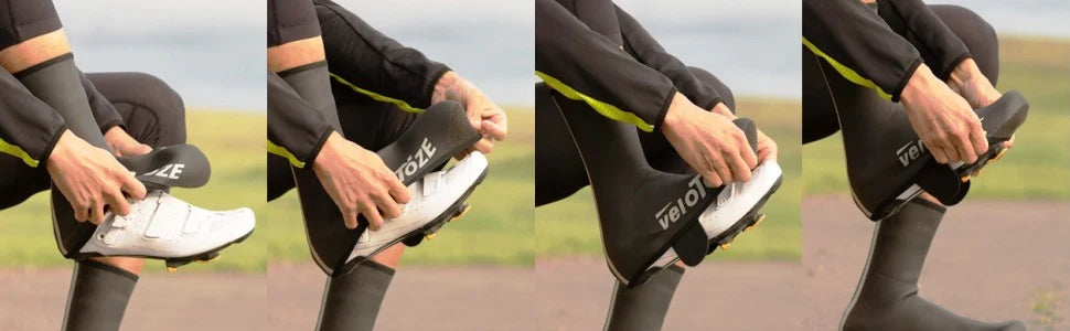 VELOTOZE högneopren-skoskydd, svart/vit