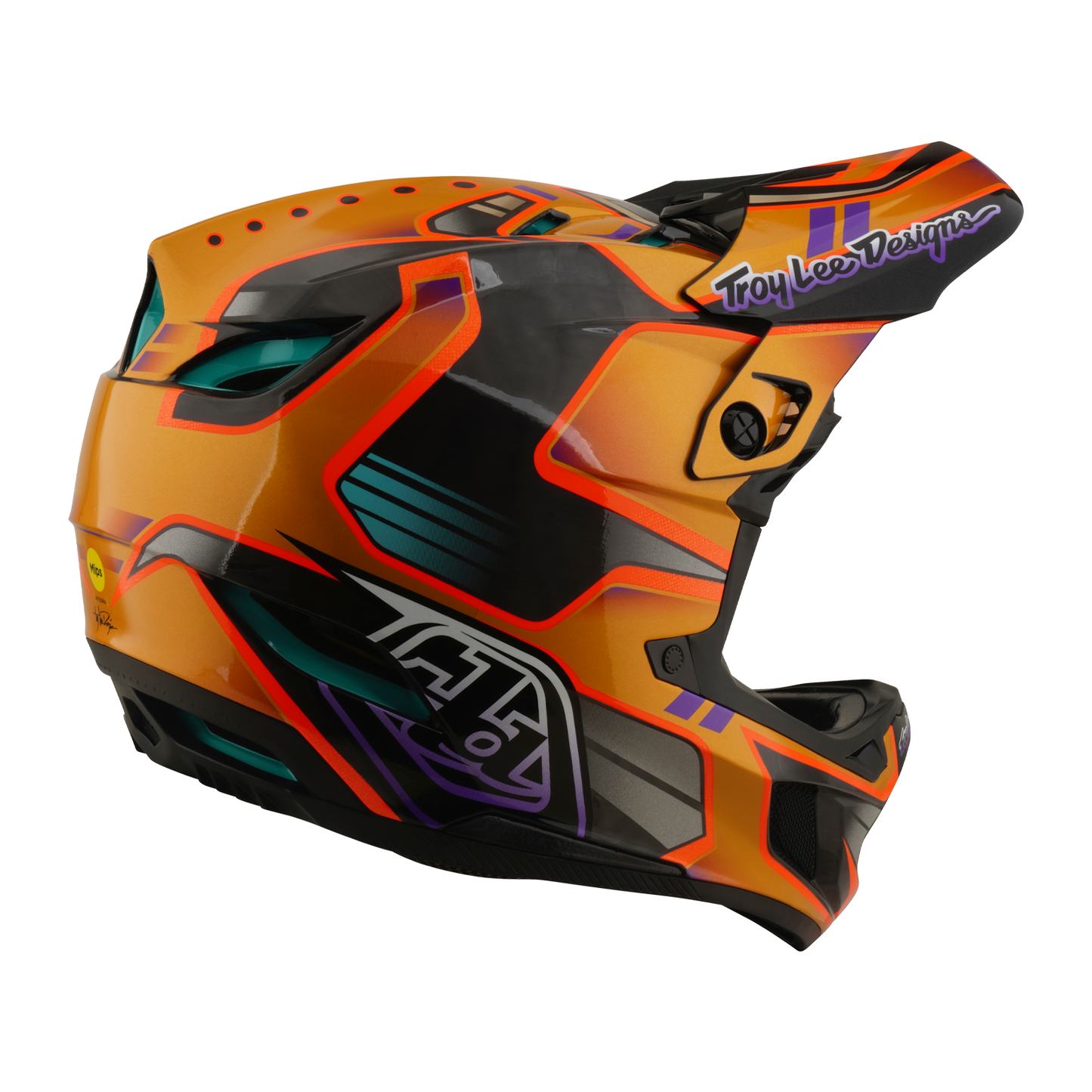 TROY LEE DESIGNS D4 CARBON MIPS Crest Gold MTB Helmet