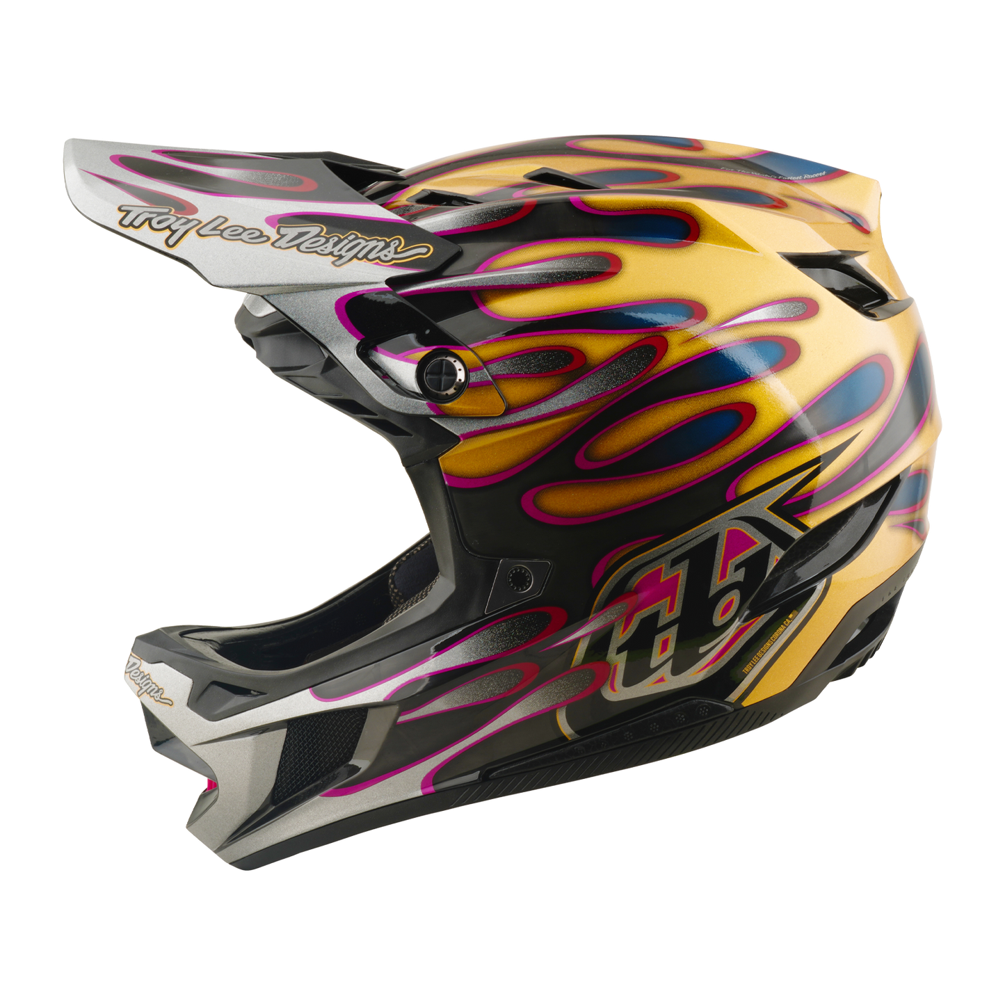 TROY LEE DESIGNS D4 CARBON MIPS Overspray Guld/Svart MTB-hjälm