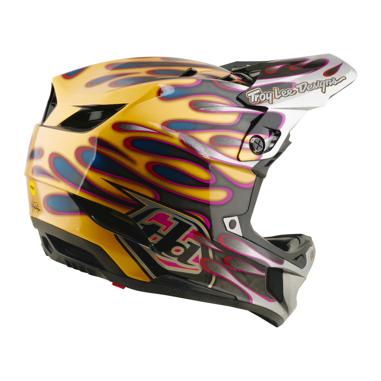 TROY LEE DESIGNS D4 CARBON MIPS Overspray Guld/Svart MTB-hjälm