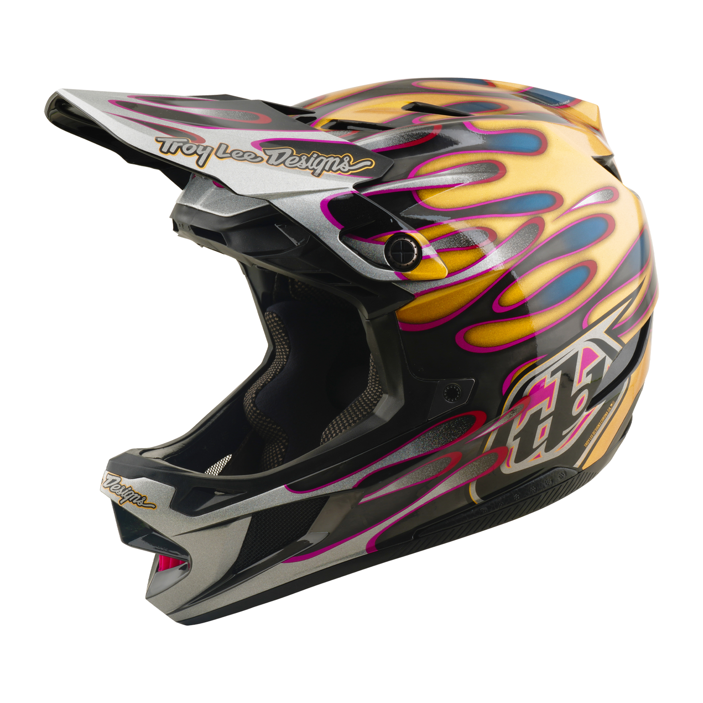 TROY LEE DESIGNS D4 CARBON MIPS Overspray Guld/Svart MTB-hjälm