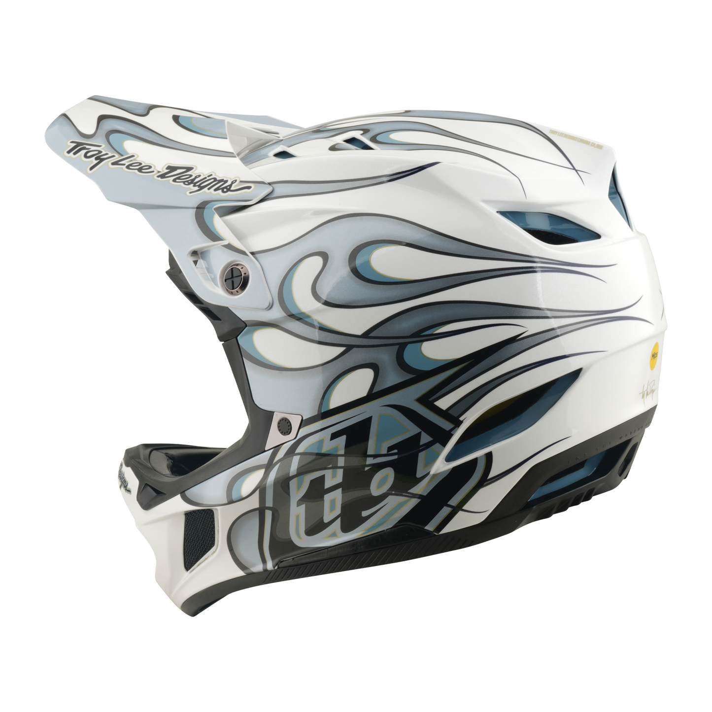 MTB helmet TROY LEE DESIGNS D4 COMPOSITE MIPS TORCHED White/Silver