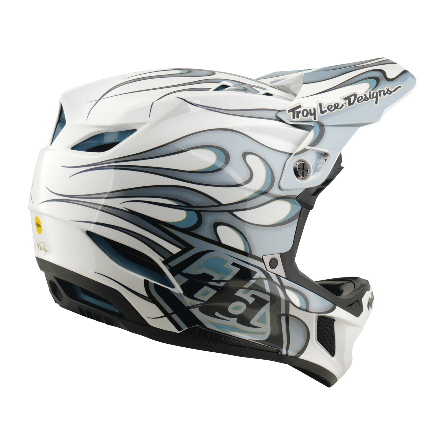 MTB helmet TROY LEE DESIGNS D4 COMPOSITE MIPS TORCHED White/Silver
