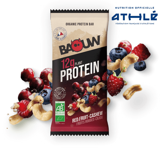 BAOUW ORGANIC EXTRA Proteinbar med röda frukter och cashewnötter (50 g)