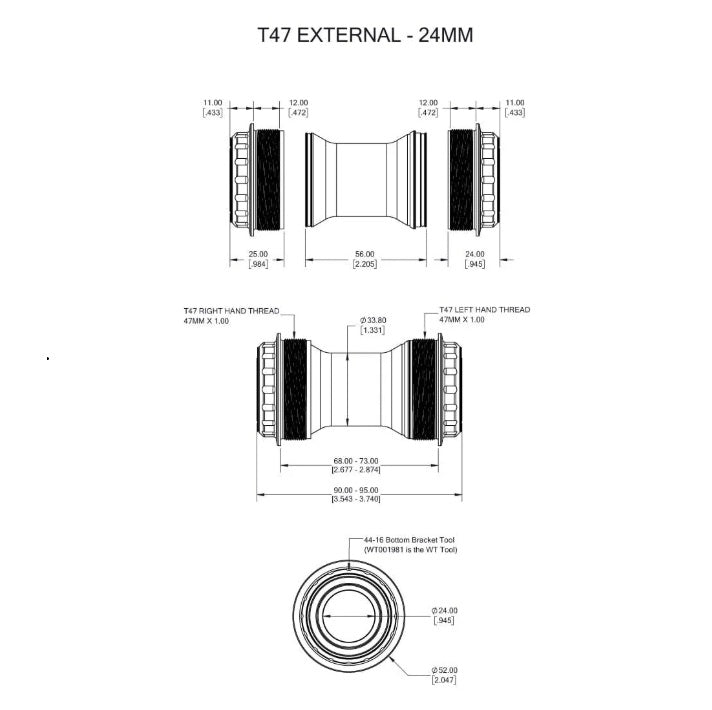 WOLFTOOTH T47 External 24mm raw Silver crankset