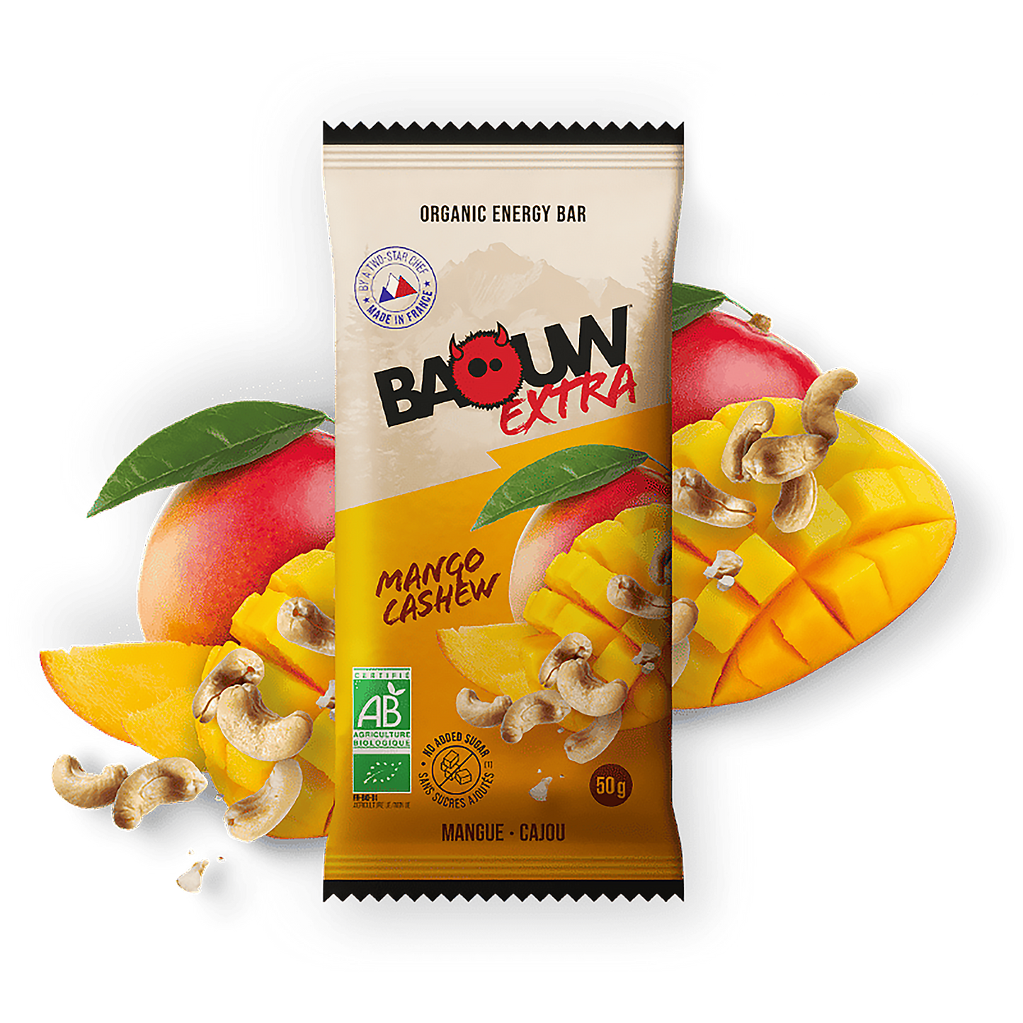 BAOUW ORGANIC EXTRA Mango Cashew Energy Bar (50 g)