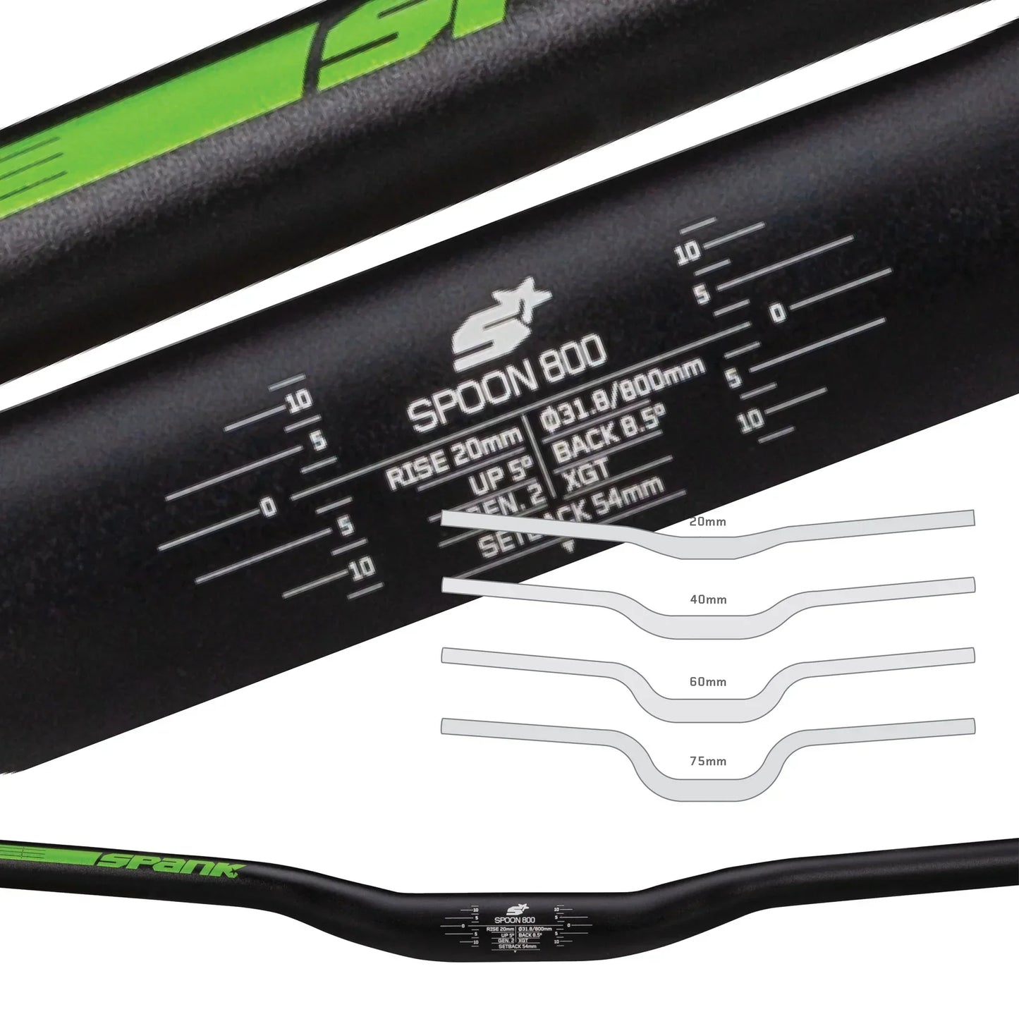 handlebar SPANK SPOON 800 Rise 75mm 800mm Red