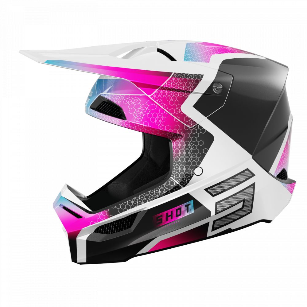 Casque BMX SHOT RACE Phaser Black Blue Pink Pearly