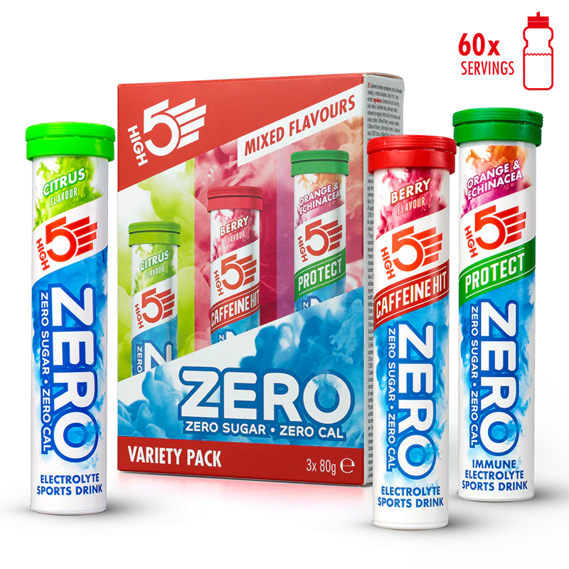 3x20 Pack High5 ZERO VARIETY PACK Röda frukter Koffein/Citron/Orange Pastiller