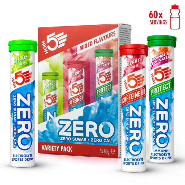 3x20 Pack High5 ZERO VARIETY PACK Röda frukter Koffein/Citron/Orange Pastiller