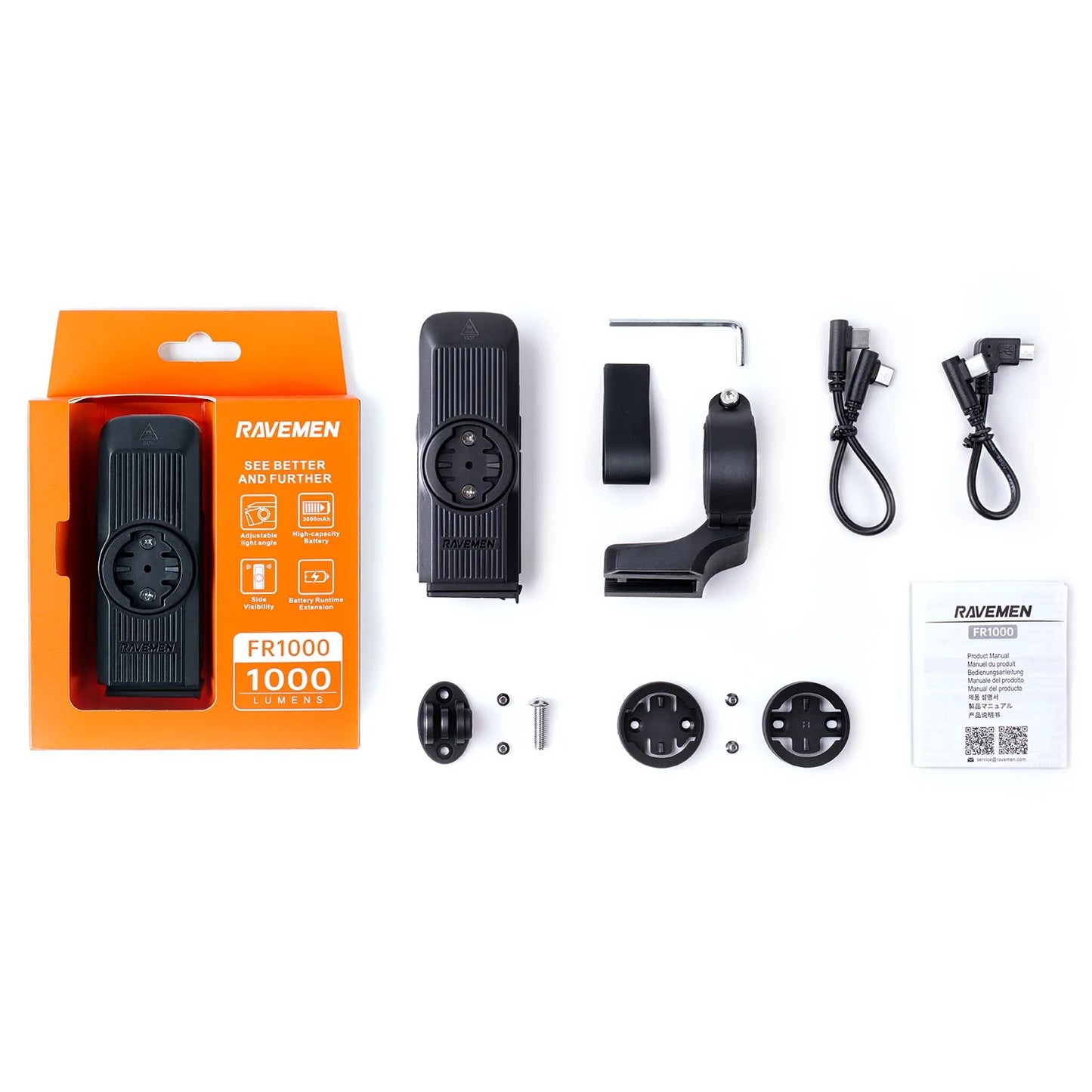 RAVEMEN FR 1000 Front Light - Garmin/Wahoo/Bryton