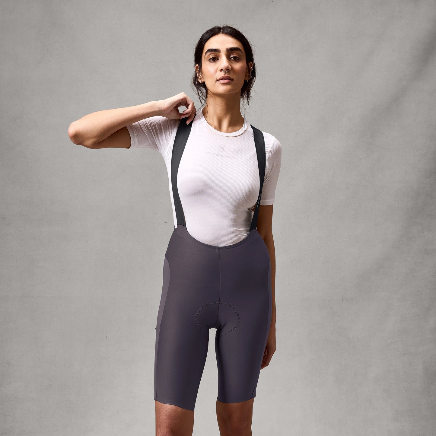 Women's ENDURA ALLTRACK RIDE Carbon Grey Bibshort with Straps