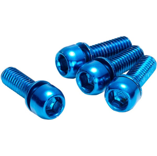REVERSE COMPONENTS-sats med 4 skruvar för fäste av bromsok, M6 x 18 mm, blå