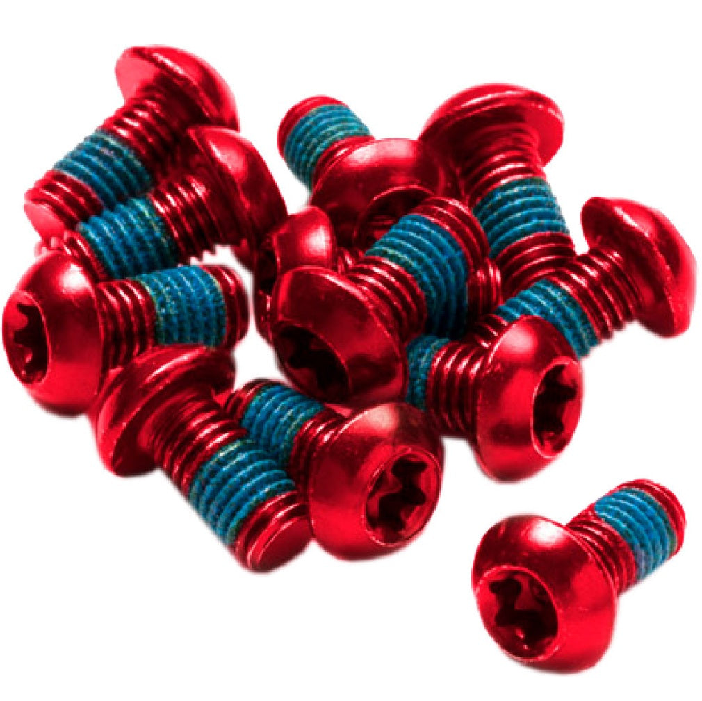 Set med 12 skivskruvar från REVERSE COMPONENTS, röd eloxerade