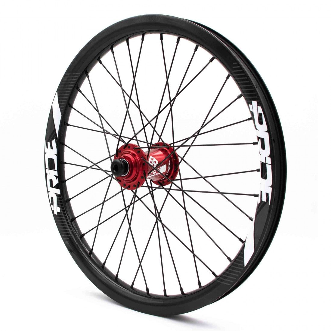 PRIDE 20" (406mm) Carbon Gravity Gloss Disc Pride Control 20/10mm Axles Red Wheelset