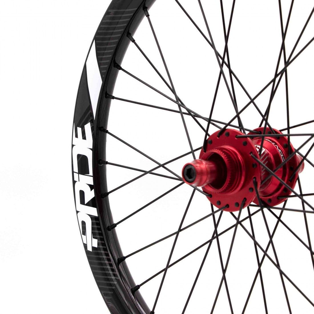 PRIDE 20" (406mm) Carbon Gravity Gloss Disc Pride Control 20/10mm Axles Red Wheelset