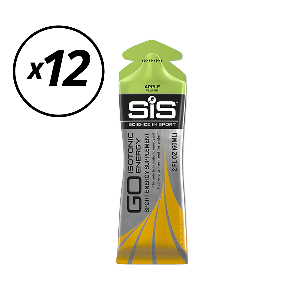 Förpackning med 12 SIS GO ISOTONIC ENERGY Gels (60ml) Apple Hållbarhetstiden har gått ut