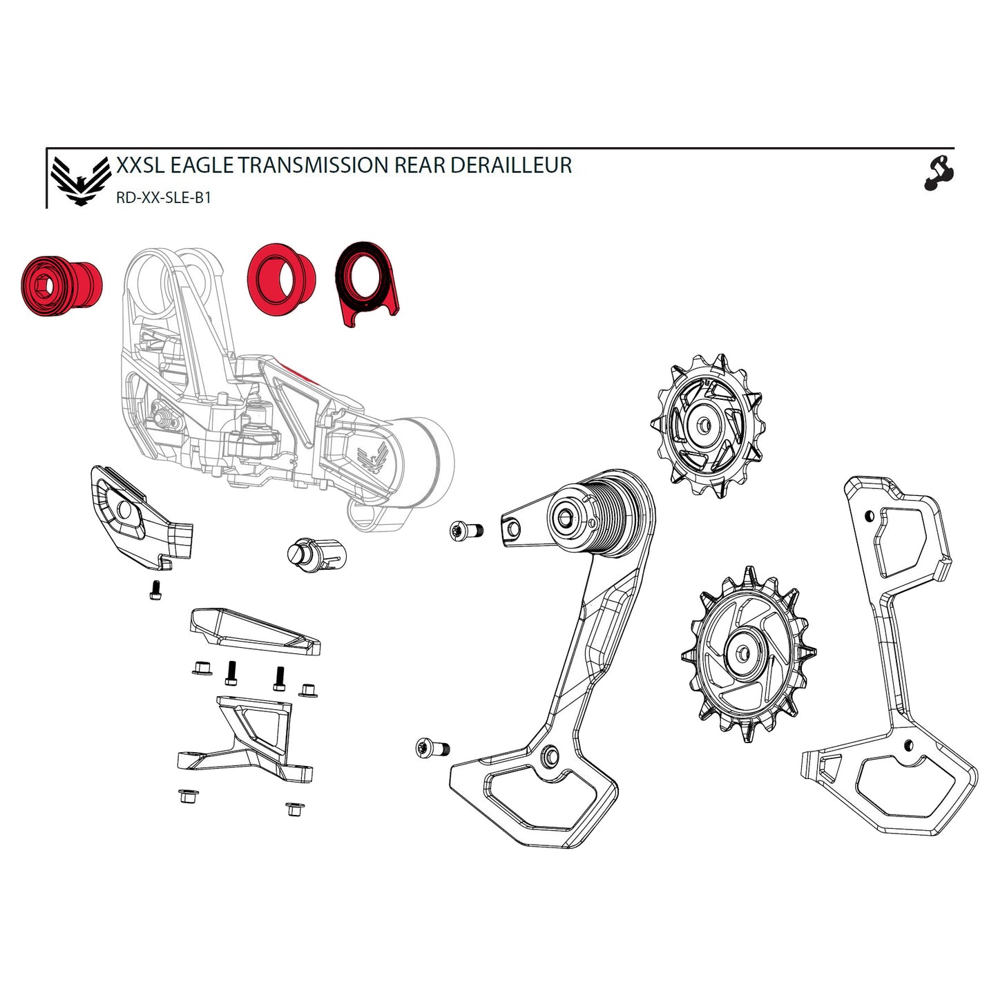SRAM XX-SL T-TYPE EAGLE AXS Derailleur Mounting Screw Kit