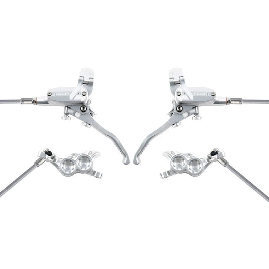 Par HOPE TECH 4 V4 flygbromsslangar Silver/Silver